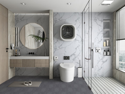 White Gray Pearl Marble UV Protected PVC Wall Panel - 4x8 ft, Fireproof & Waterproof, (32 sq. ft)