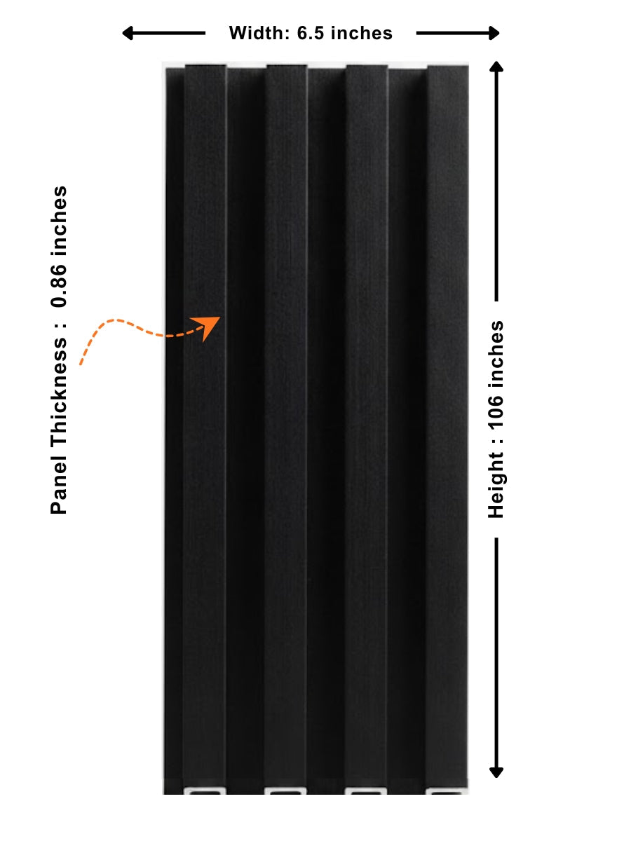 Black WPC Fluted Wall Panels Decorative 3D Wall Design