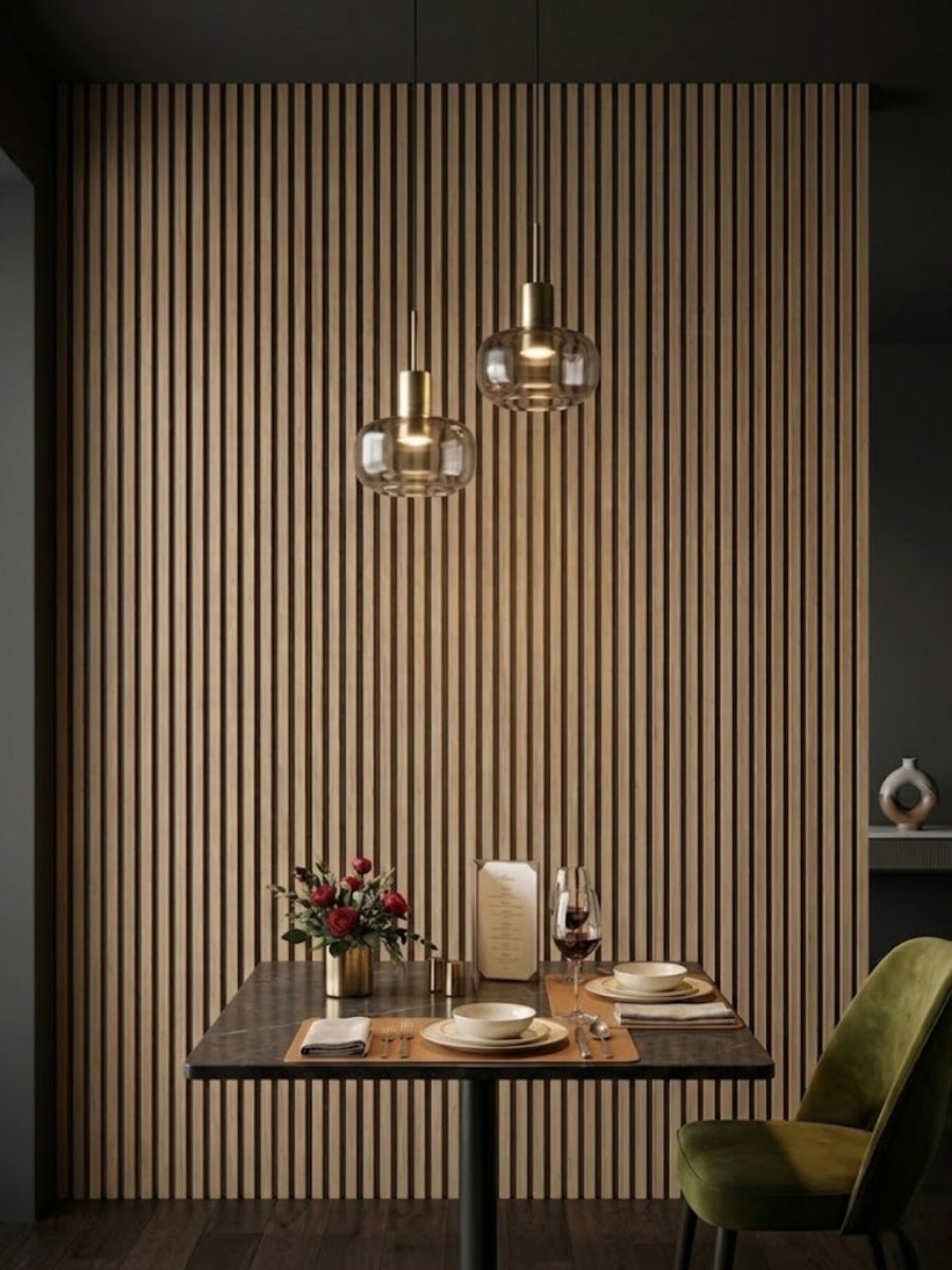 3D fluted wall panel in maple slate black finish for modern interiors