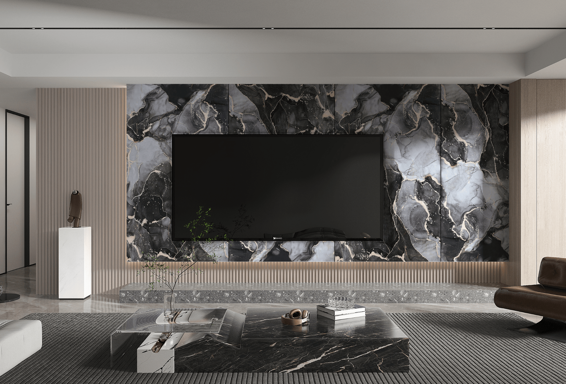 PVC 3D MARBLE SHEET GOLDEN ONYX. New Era Wall Panels. TV Wall Design