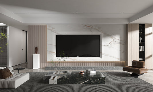 Amber Vein Luxury Marble Veneer Wall Panels - Seamless Connection | Book Match Design