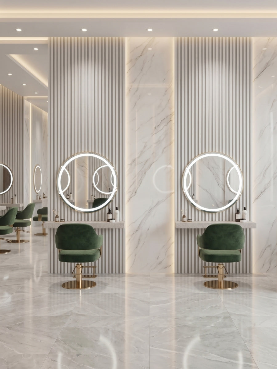 White Brushed WPC Fluted Wall Panels for Luxury Beauty Salon