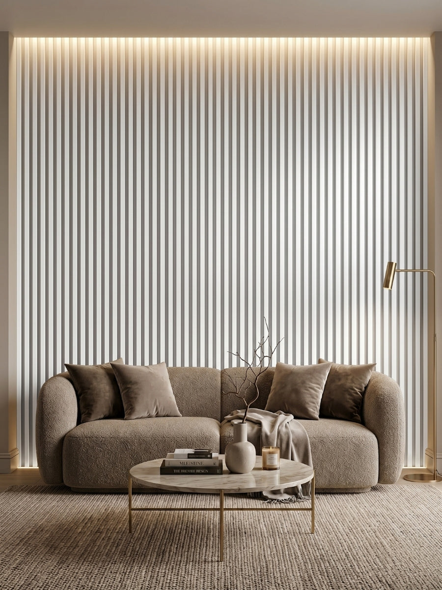 Elegant White Fluted Wall Panels for Bedroom Wall Decoration