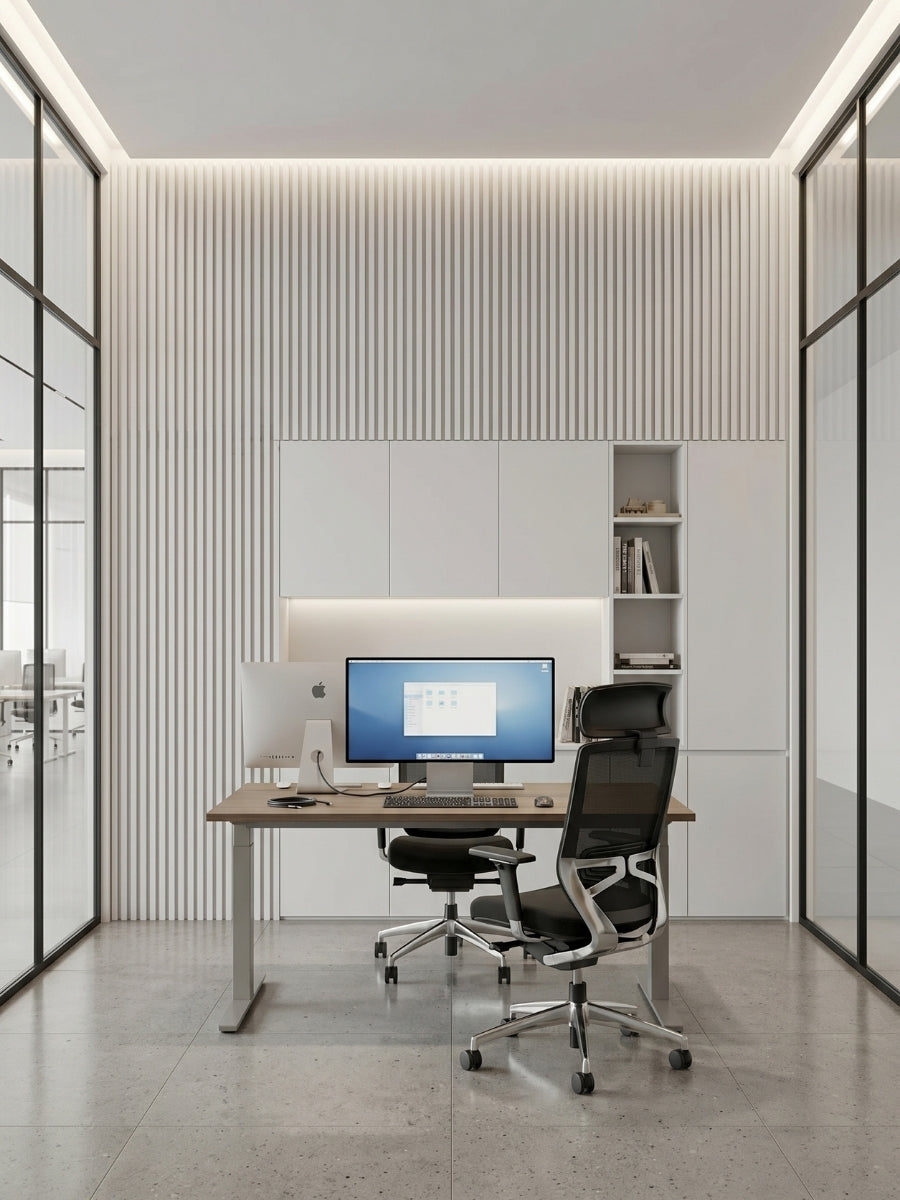 White Brushed WPC Fluted 3D Wall Panels for Modern Meeting Room Design