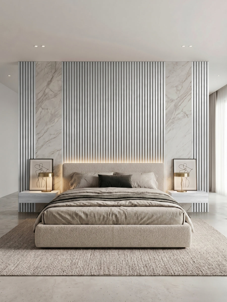 Modern White Fluted Wall Panels for Luxury Living Room Walls