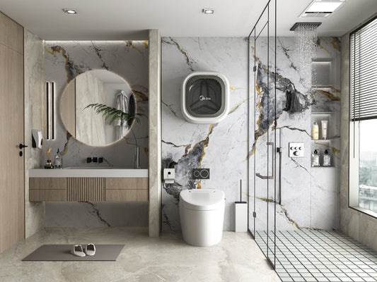 PVC 3D Marble Sheet Royal Glacier Gold. New Era Wall Panels. Bathroom Design From PVC Marble Sheets