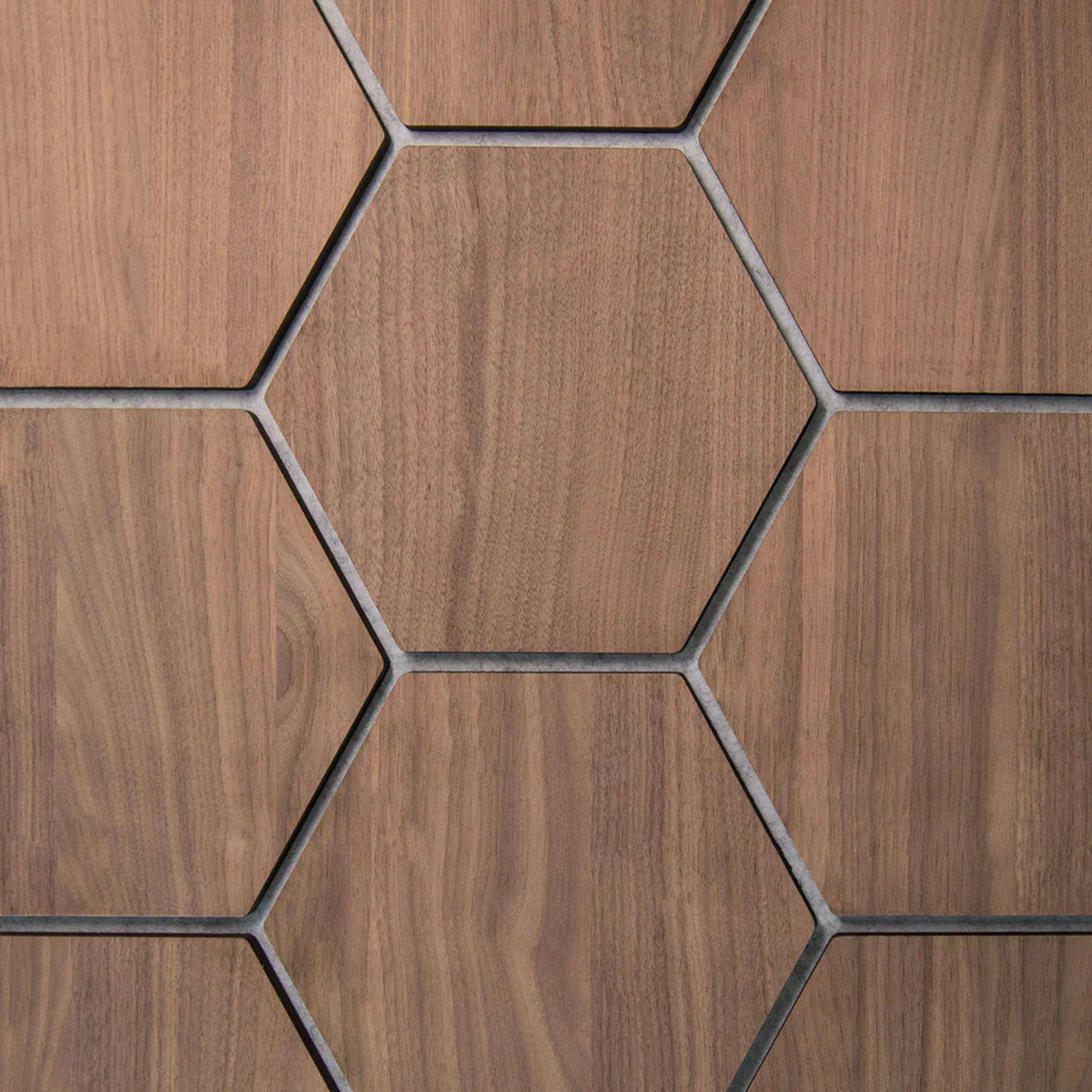 Walnut hexagon acoustic wall panels sound absorbing 4 piece set