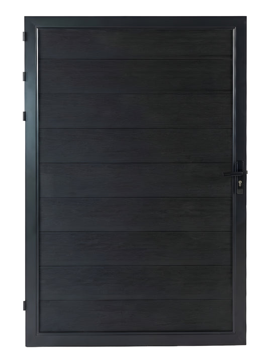 black WPC fence single gate 4ft x 6ft modern composite outdoor gate