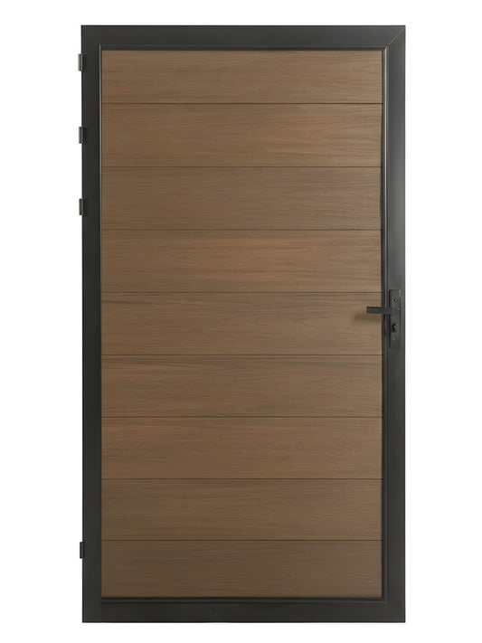 Walnut WPC composite fence gate single panel 3ft x 6ft outdoor privacy gate