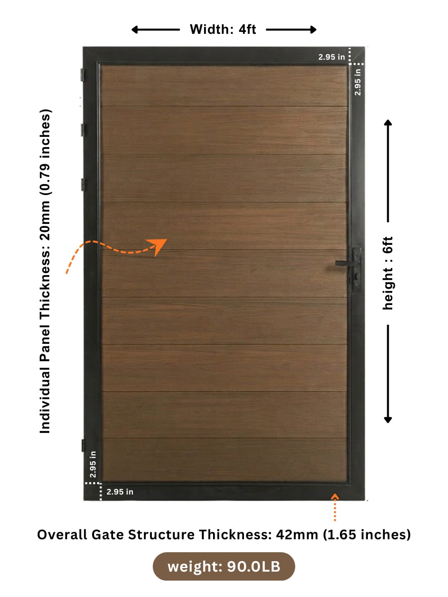 4ft x 6ft WPC composite fence gate durable backyard entry gate