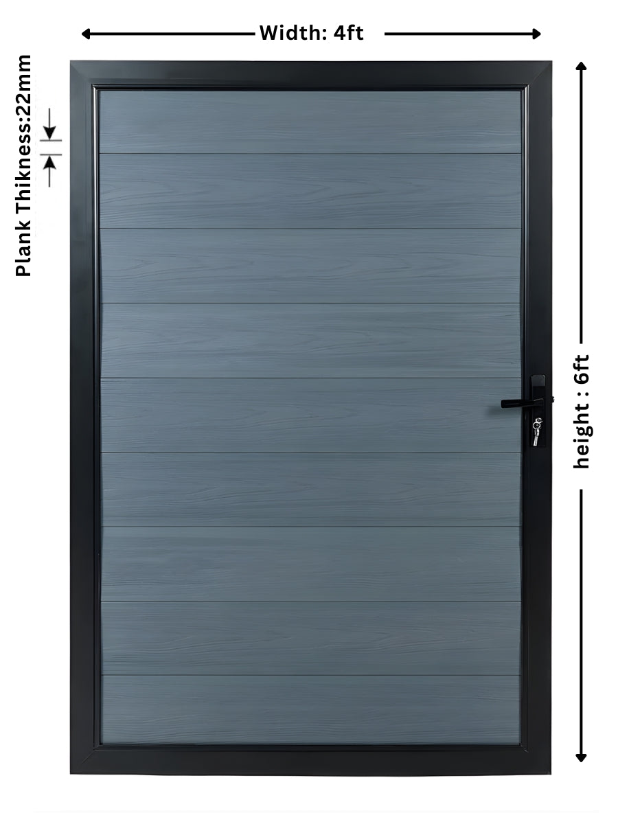 composite fence gate light gray finish 4ft wide 6ft tall garden gate