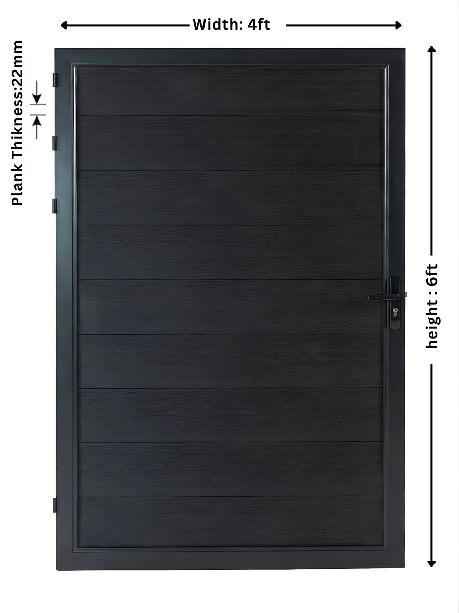 4ft x 6ft black WPC composite fence gate durable backyard entry gate