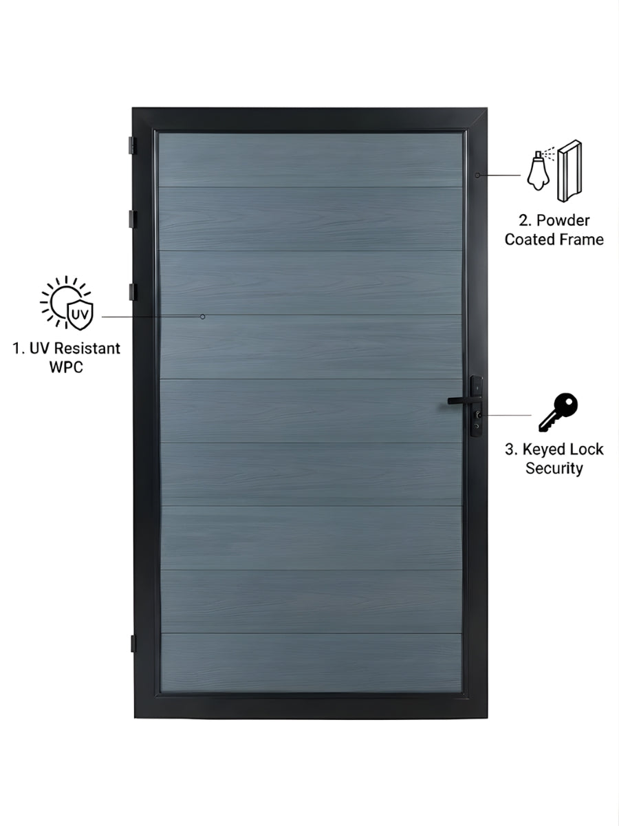 light gray WPC fence gate 4x6 ft heavy duty outdoor privacy gate