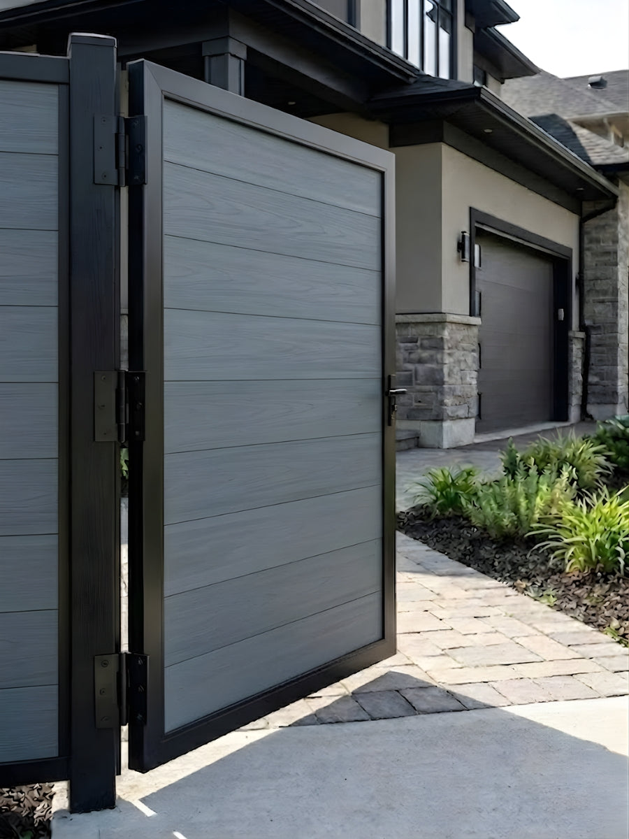 modern light gray composite fence gate 4ft x 6ft residential outdoor entrance